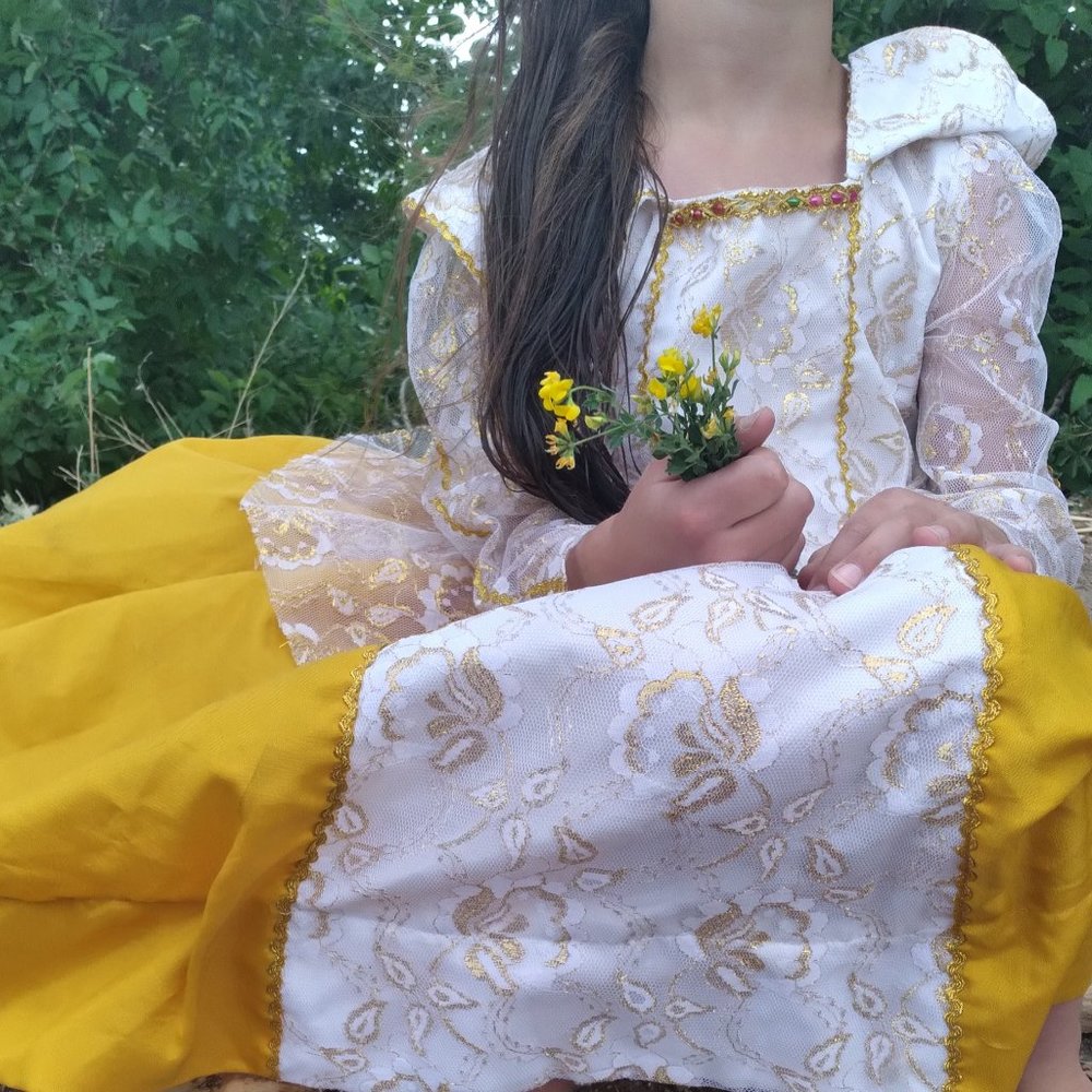 Gold and White Renaissance Princess Gown